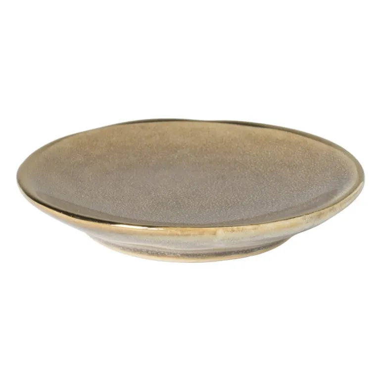 Schoteltje met gouden rand - grijs - ø9 cm