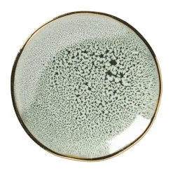 Schoteltje met gouden rand - groen - ø9 cm
