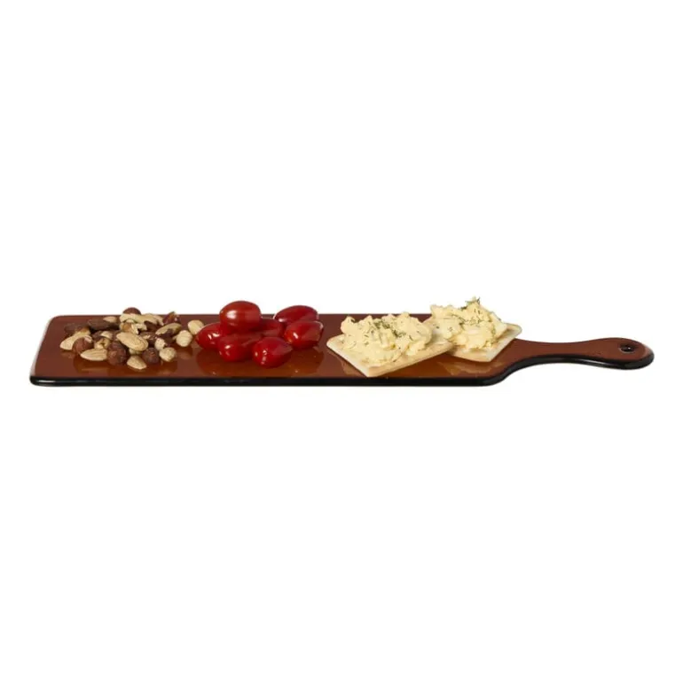 Serveerplank glas - bruin - 43x12 cm