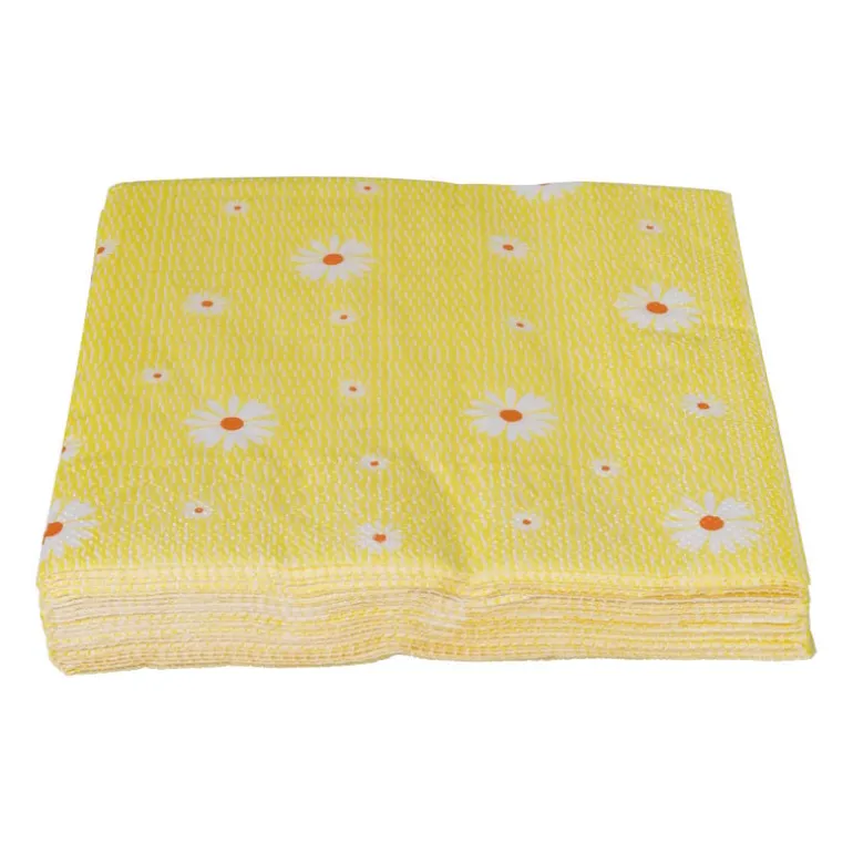 Servet bloem - geel/oranje - set van 12 - 33x33 cm