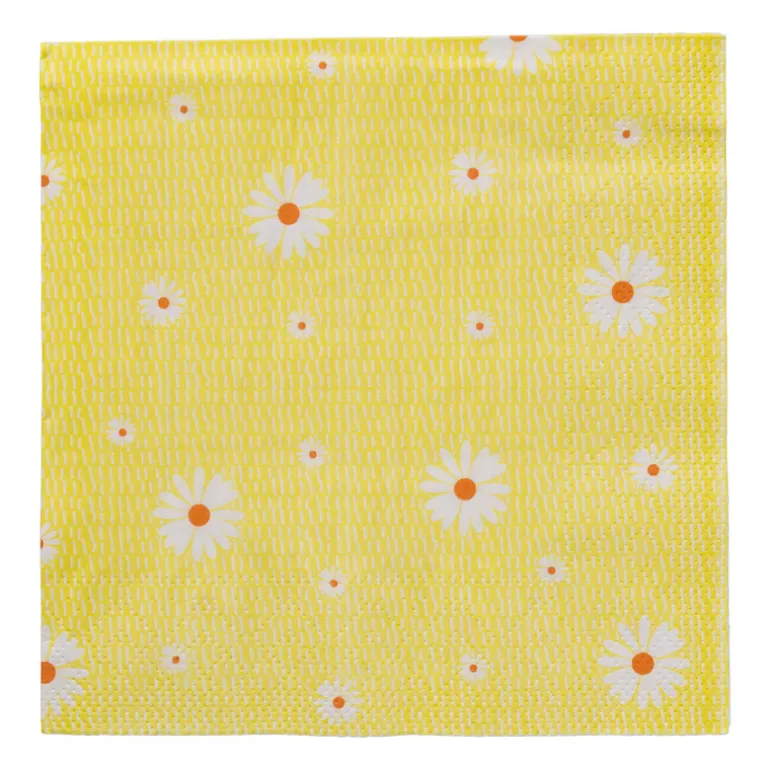 Servet bloem - geel/oranje - set van 12 - 33x33 cm