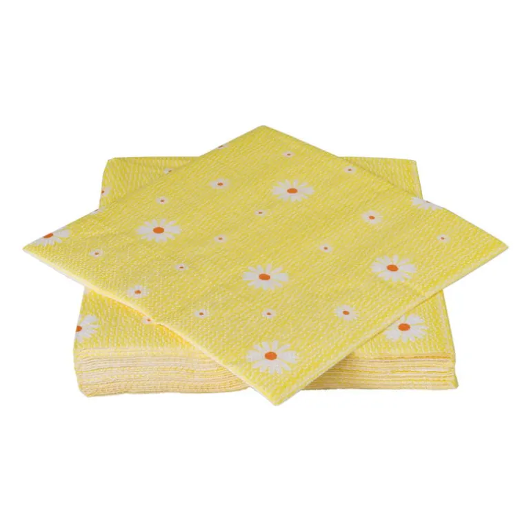Servet bloem - geel/oranje - set van 12 - 33x33 cm