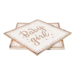 Servetten baby girl - roze/goudkleurig - set van 16