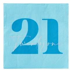 Servetten 21 jaar - blauw - set van 20