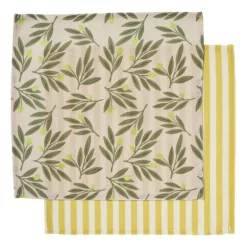 Servetten olijf/citroen - geel/groen - set van 2 - 40x40 cm