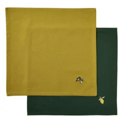 Servetten olijf en citroen - groen/geel - 40x40 cm