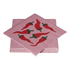 Servetten pepers - roze/rood - 33x33 cm - set van 20
