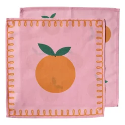 Servetten sinaasappels - roze/oranje - set van 2