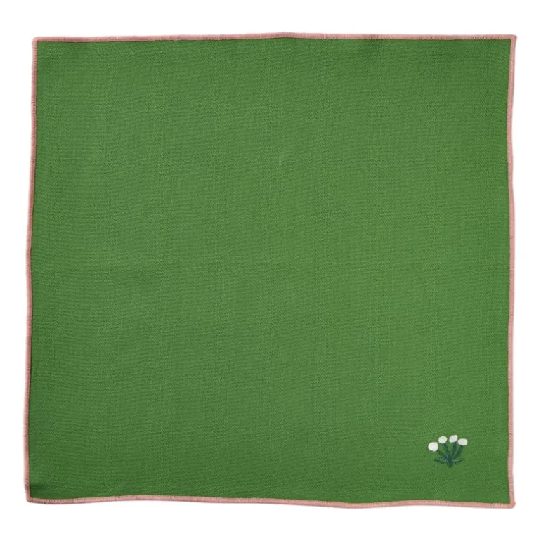 Servetten streep - groen/wit - set van 2 - 40x40 cm