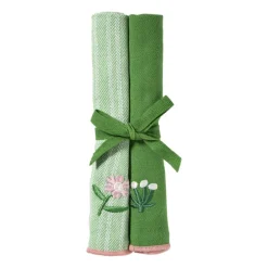 Servetten streep - groen/wit - set van 2 - 40x40 cm