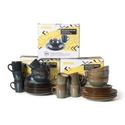 Serviesset - blauw - 16-delig - 4 persoons - reactive glaze