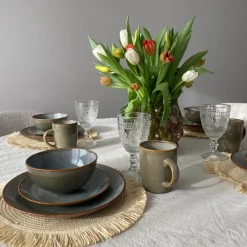 Serviesset - groen - 16-delig - 4 persoons - reactive glaze