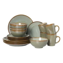 Serviesset - groen - 16-delig - 4 persoons - reactive glaze