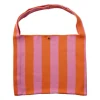 Shopper gestreept - roze/oranje - 45x35 cm