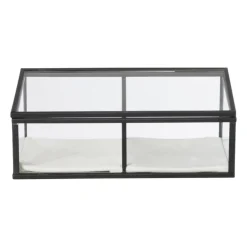 Sieradendoos met 2 vakken - zwart - 18x9.5x7 cm