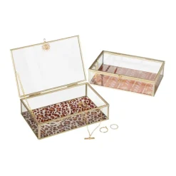 Sieradendoos panter - bruin - 5x20x13 cm