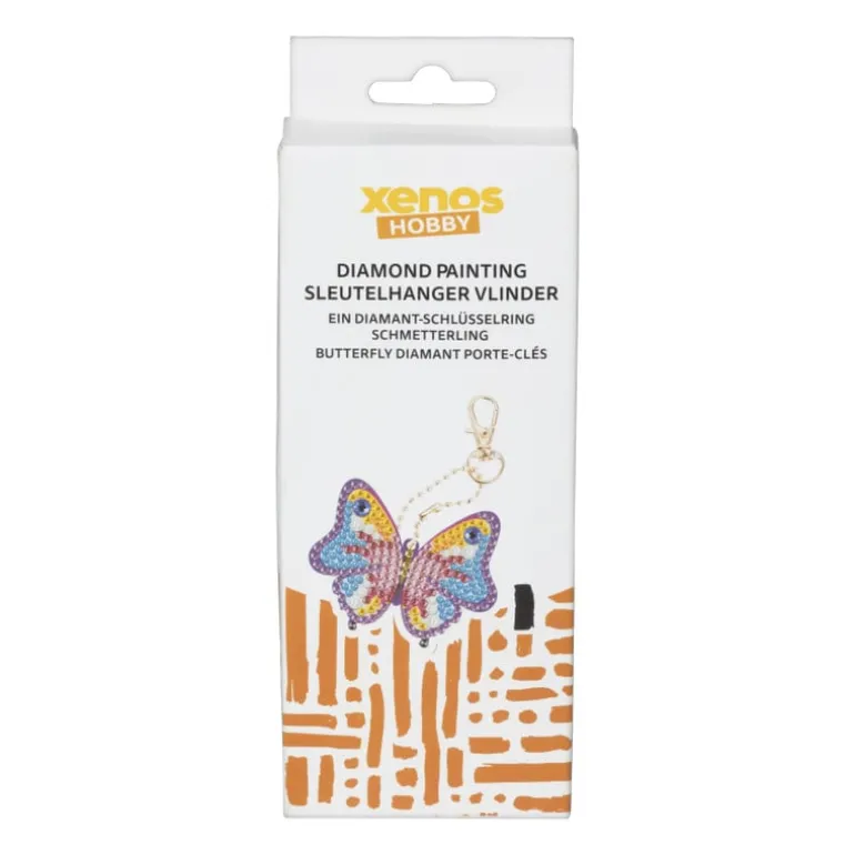 Sleutelhanger vlinder - diamond paint - 7x7 cm