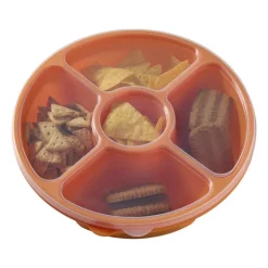 Snackschaal met deksel en 4 vakjes - oranje - ø27.5x7 cm
