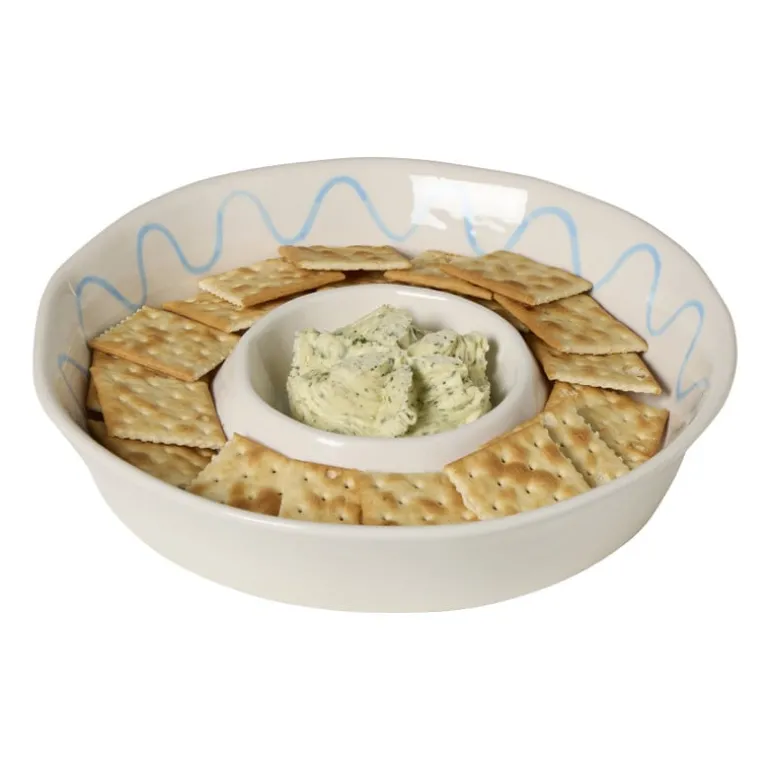 Snackschaal sinaasappel - oranje/blauw - ø27x4.5 cm