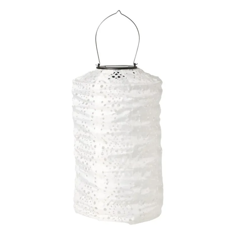 Solar barok lampion cilinder - wit - ø18x33 cm