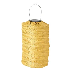 Solar barok lampion cilinder - geel - ø18x33 cm