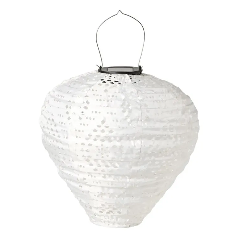 Solar barok lampion druppel - wit - ø28x30 cm