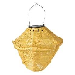Solar barok lampion ruit - geel - ø24x28 cm
