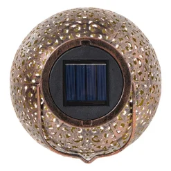 Solar lantaarn metaal - bruin - ø18x18.5 cm