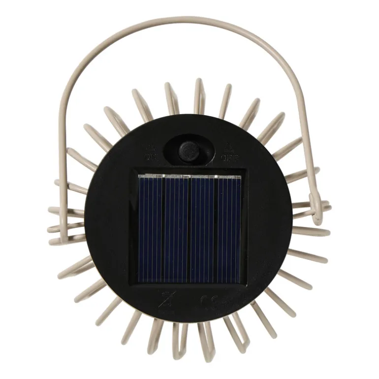 Solar lantaarntje metaal - beige - ø10x11.5 cm
