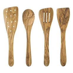 Spatel met gleuven olijfhout - bruin - 30 cm