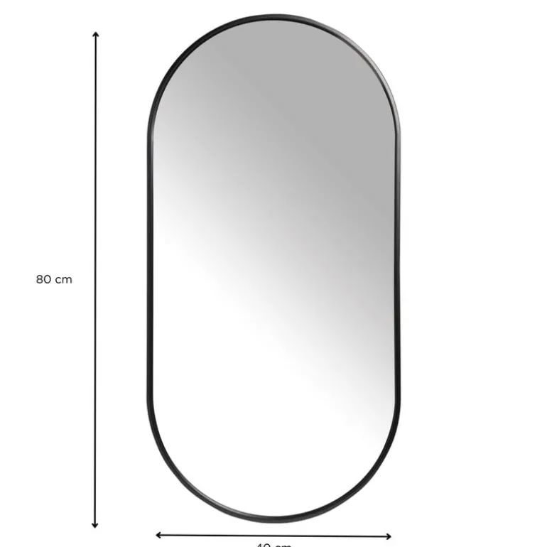 Spiegel basix ovaal - zwart - 40x80 cm