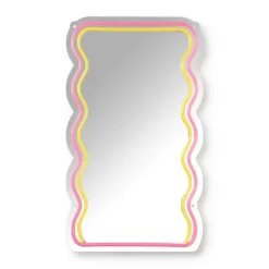 Spiegel met golven LED - geel/roze - 40x23x1.4 cm