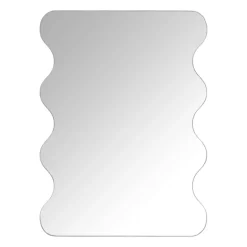 Spiegel organisch met golfrand - zilverkleurig - 50x37 cm