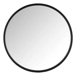 Spiegel rond met metalen lijst - zwart - ø50 cm
