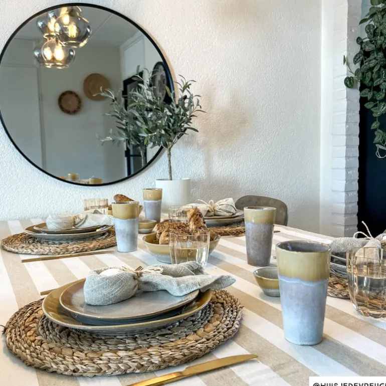 Spiegel rond met metalen lijst - diameter 60 cm