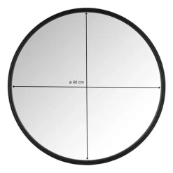 Spiegel rond met metalen lijst - zwart - ø40 cm