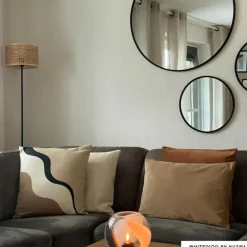 Spiegel rond met metalen lijst - zwart - ø40 cm