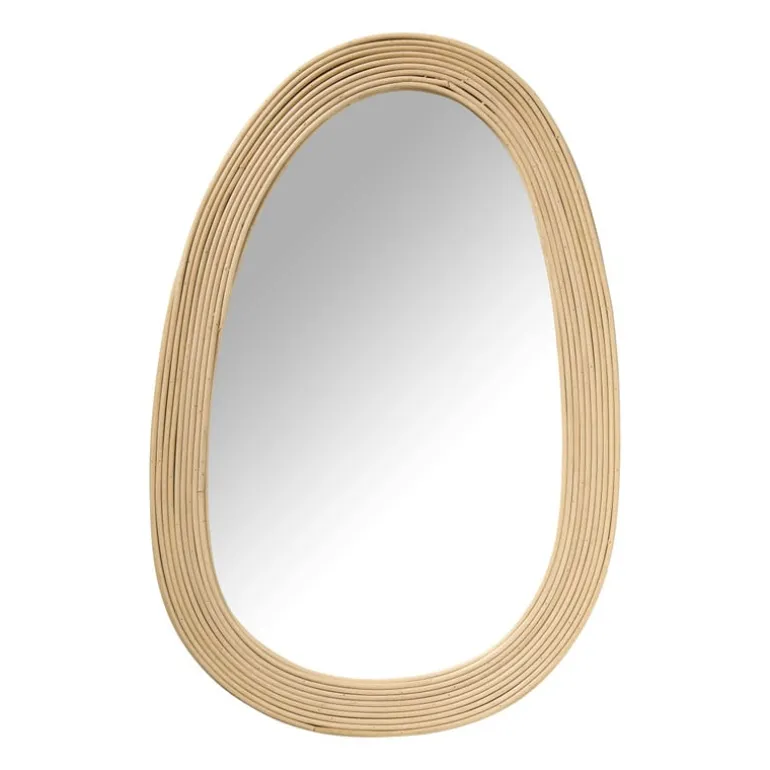 Spiegel rotan lijnen - beige - 33x50 cm