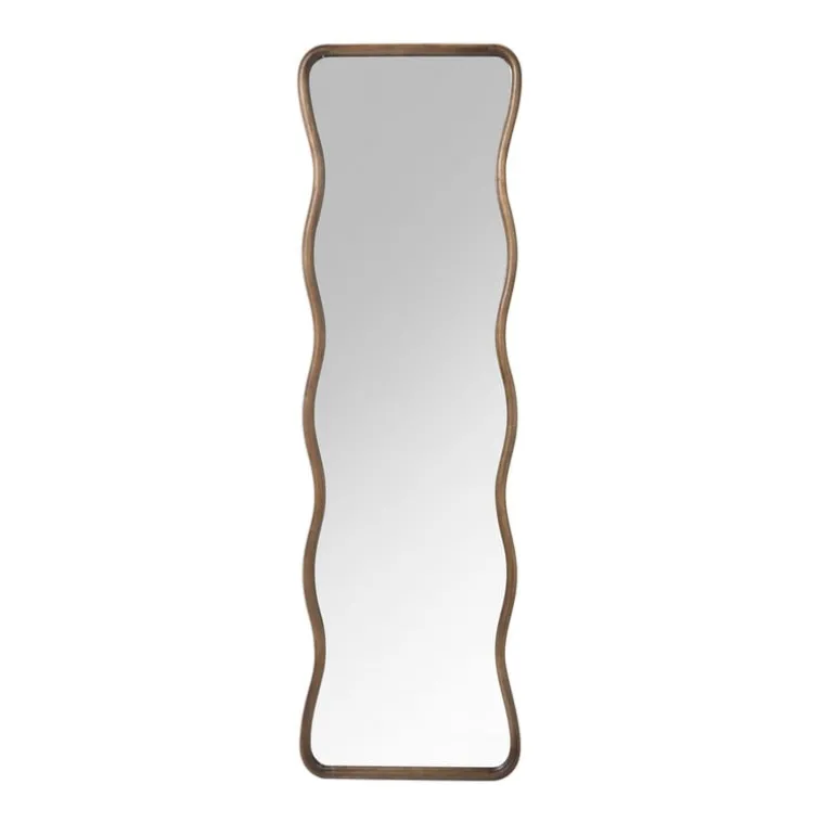 Spiegel XL met golfrand - bruin - 165x50 cm