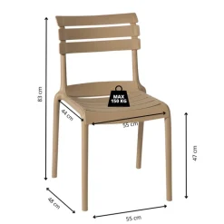 Stapelbare tuinstoel Napoli - taupe - 83x55x48 cm