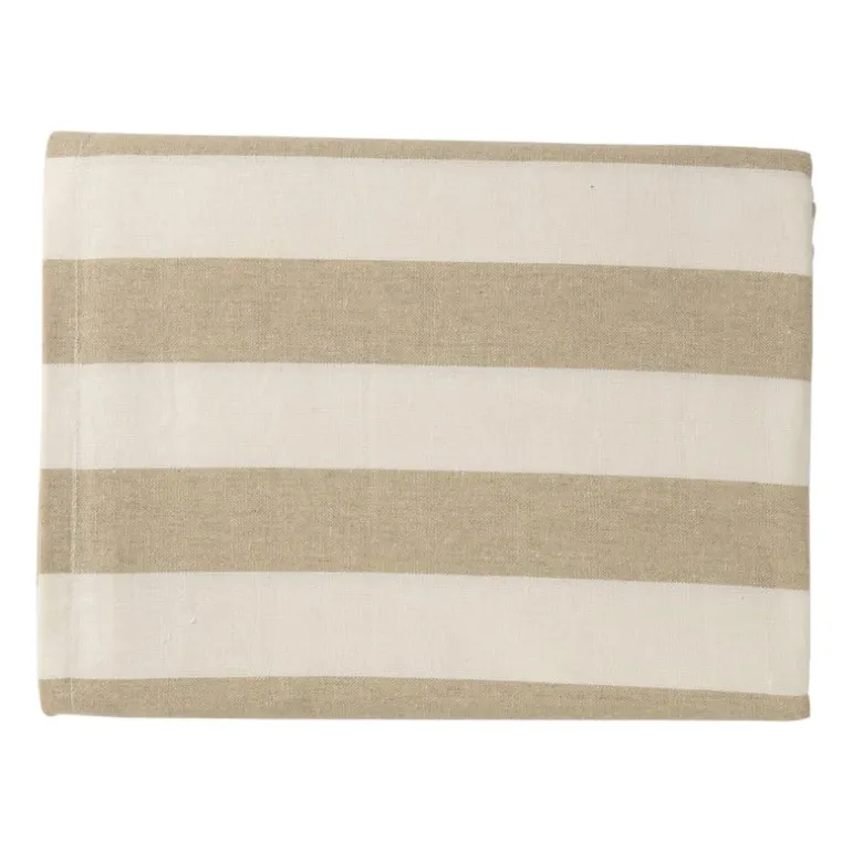 Tafelkleed gestreept - wit/beige - 140x240 cm
