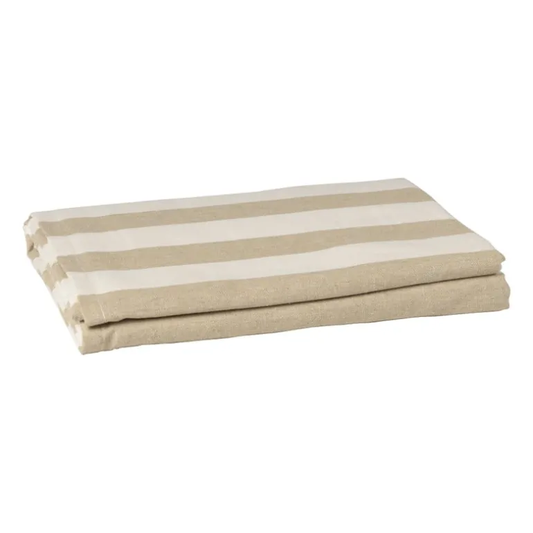 Tafelkleed gestreept - wit/beige - 140x240 cm