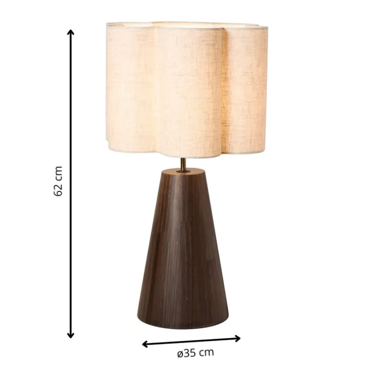 Tafellamp bloem Caroline - beige/bruin - ø35x62 cm