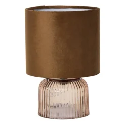 Tafellamp rib met glas - beige - ø15x22 cm