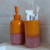 Tandenborstel beker duo - oranje/roze - ø6.5x11.5 cm