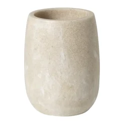 Tandenborstel beker marmer - beige - ø8x10.5 cm