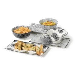 Tapas bord Sevilla - zwarte streepjes - 21,5x12 cm