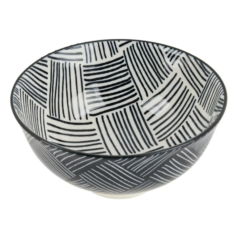 Tapas rijstschaaltje Sevilla - zwarte streepjes - ø11,5x5,8 cm