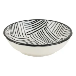 Tapas sausschaaltje Sevilla - zwarte streepjes - ø9x2,5 cm