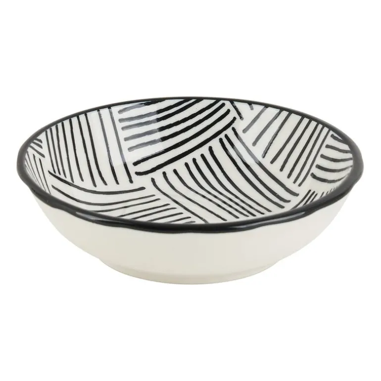Tapas sausschaaltje Sevilla - zwarte streepjes - ø9x2,5 cm